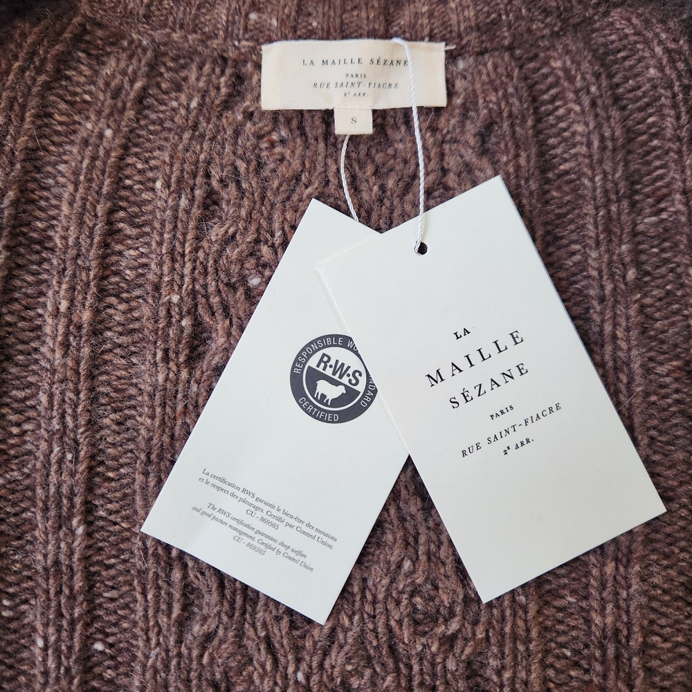 NWT Sezane Andina Sweater Sezane Cardigan Chunky Cable Knit Braided Knit Jumper - Picture 3 of 16